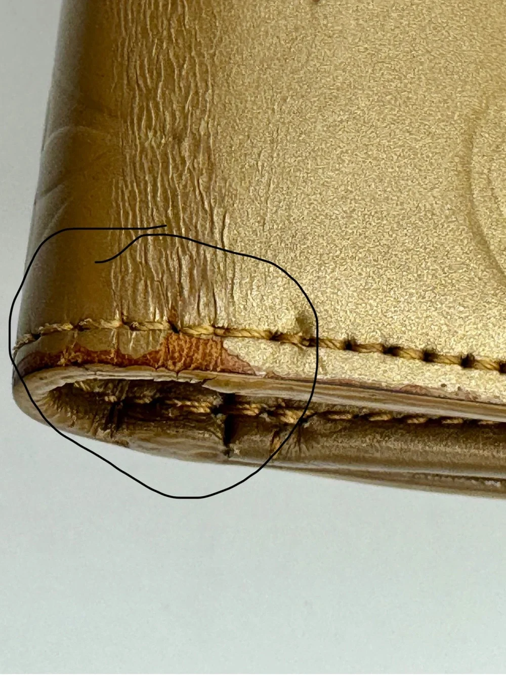 Louis Vuitton Verniz Gold Compact Embossed Monogram Wallet